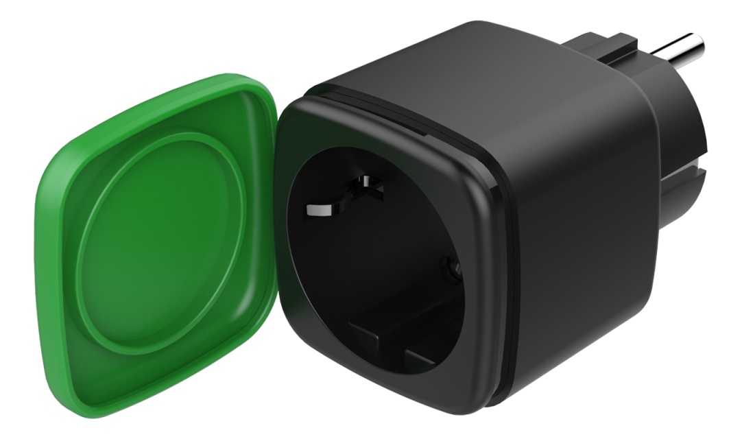 DELTACO Slimme schakelaar voor thuis, energiemeter, WiFi, zwart/groen
