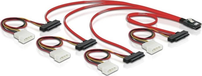 DeLOCK multilane SAS-kabel SFF8087 - 4xSFF8482+Molex 4-pin ström 0,5m in de groep COMPUTERS & RANDAPPARATUUR / Computerkabels / Interne / Stroomkabels & Adapters bij TP E-commerce Nordic AB (38-16171)