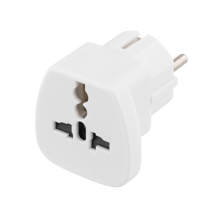 Goobay Reseadapter, UK/US/Italien/Schweiz - EU, 250V/13A, jordad, vit in de groep HUISHOUDEN & TUIN / Elektriciteit & Verlichting / Reisadapters bij TP E-commerce Nordic AB (38-19446)