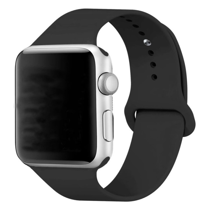 Siliconen horlogebandje voor Apple Watch, 42 mm, zwart in de groep SMARTPHONE & TABLETS / Training, thuis & vrije tijd / Apple Watch & Accessoires / Accessoires bij TP E-commerce Nordic AB (38-29505)