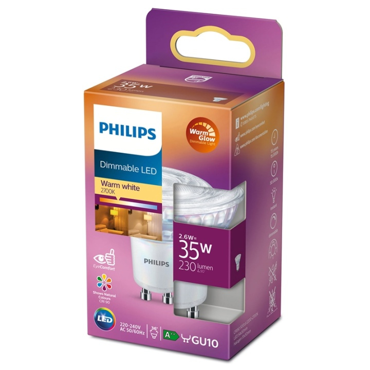 Philips LED GU10 Spot 35W Dimbar WarmG in de groep HOME ELECTRONICS / Verlichting / LED-lampen bij TP E-commerce Nordic AB (38-38757)