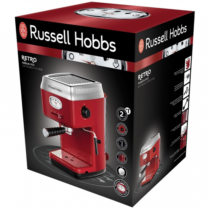 Russell Hobbs Espressomaskin 28250-56 Retro in de groep HUISHOUDEN & TUIN / Huishoudelijke apparaten / Koffiezetapparaten en accessoires / Espressomachines bij TP E-commerce Nordic AB (38-46021)