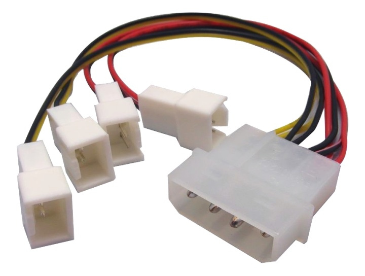 Akasa 4 pin PSU Molex to 4 * 3 pin fans (speed reduction on 2 fans) in de groep COMPUTERS & RANDAPPARATUUR / Computerkabels / Interne / Stroomkabels & Adapters bij TP E-commerce Nordic AB (38-52574)