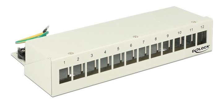 DeLOCK patch panel, 12 ports, for keystone modules, shielded, gray in de groep COMPUTERS & RANDAPPARATUUR / Netwerk / Schakelaars bij TP E-commerce Nordic AB (38-52947)