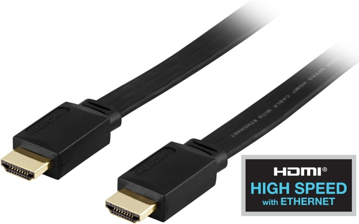 DELTACO flat HDMI cable, HDMI High Speed with Ethernet, 4K, 2m, black in de groep HOME ELECTRONICS / Kabels & Adapters / HDMI / Kabels bij TP E-commerce Nordic AB (38-5645)