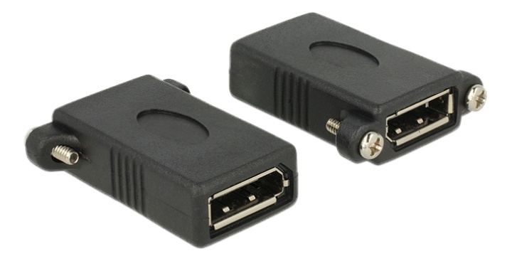 DeLOCK DisplayPort adapter, fe - fe, DP 1.1, 4-40UNC screws, black in de groep COMPUTERS & RANDAPPARATUUR / Computerkabels / DisplayPort / Adapters bij TP E-commerce Nordic AB (38-61456)