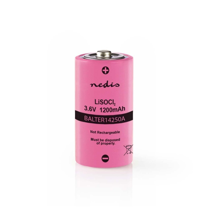 Nedis Lithiumthionylchloride-Batterij ER14250 | 3.6 V DC | Lithium Thionyl Chloride | 1200 mAh | 1-Blister | ER14250 | Soldeerdraad | Roze in de groep HOME ELECTRONICS / Batterijen & Opladers / Batterijen / Overigen bij TP E-commerce Nordic AB (38-72989)