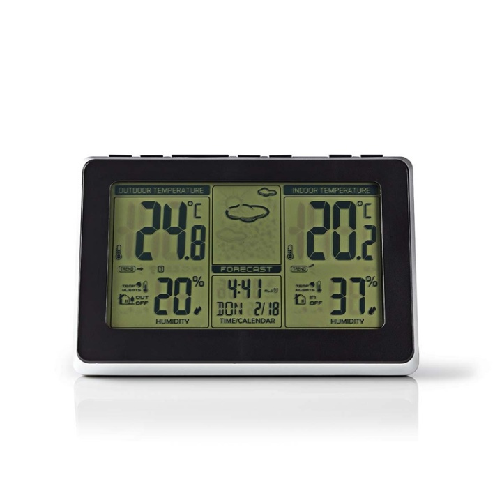 Nedis Weerstation | Binnen & Buiten | Inclusief draadloze weersensor | Weersvoorspelling | Tijdweergave | LCD-Scherm | Wekkerfunctie in de groep HUISHOUDEN & TUIN / Ventilatoren & Klimaatproducten / Thermometers en weerstations bij TP E-commerce Nordic AB (38-73340)