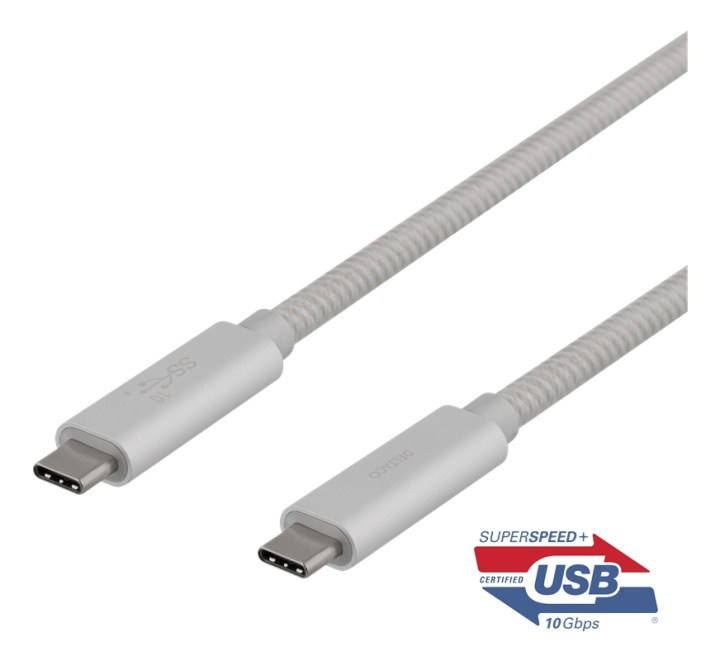 DELTACO USB-C SuperSpeed cable, 1m, braided, USB 3.1 Gen 2, 10 Gbps, 1 in de groep SMARTPHONE & TABLETS / Opladers & Kabels / Kabels / Kabels Type C bij TP E-commerce Nordic AB (38-77083)