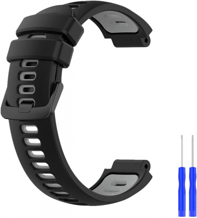 Siliconen band voor Garmin Forerunner 220/230/235/620/630/735XT, grijs/zwart in de groep SPORT, VRIJE TIJD & HOBBY / Smartwatch & Activiteitsmeters / Accessoires bij TP E-commerce Nordic AB (38-84365)