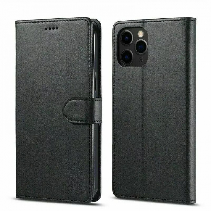 Wallet case PU-leather for iPhone 16, Black in de groep SMARTPHONE & TABLETS / Mobielbescherming / Apple / iPhone 16 bij TP E-commerce Nordic AB (38-84450)