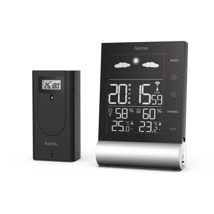 HAMA Weatherstation Black Line Black in de groep HUISHOUDEN & TUIN / Ventilatoren & Klimaatproducten / Thermometers en weerstations bij TP E-commerce Nordic AB (38-90732)