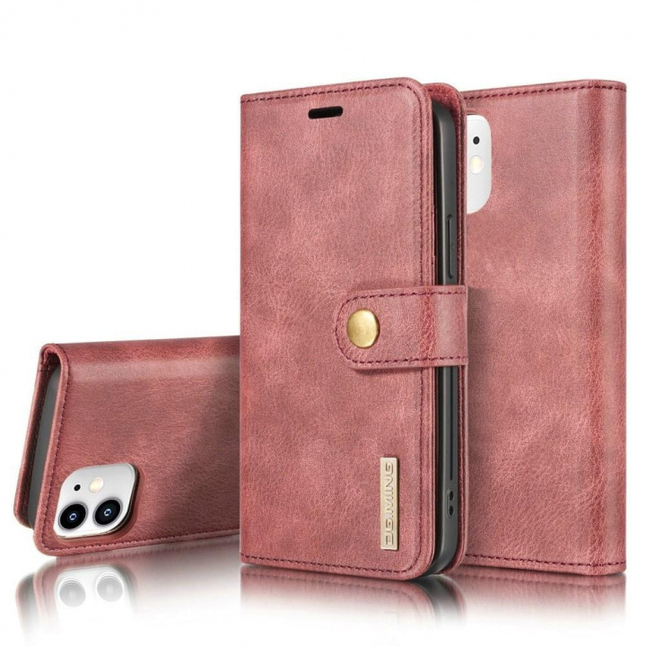 Dg.Ming iPhone 12 Mini - Portemonneehoesje - Rood, Leder in de groep SMARTPHONE & TABLETS / Mobielbescherming / Apple / iPhone 12 Mini / Wallet Case bij TP E-commerce Nordic AB (38-94609)