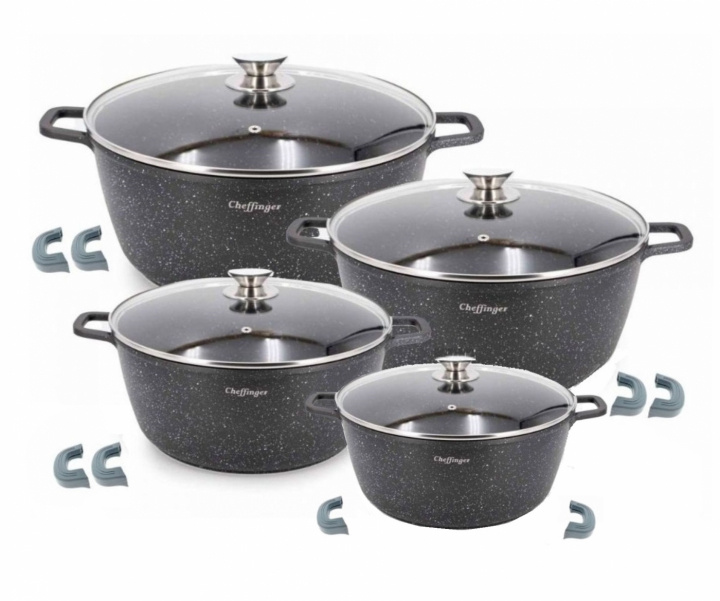 8-piece casserole set, Induction, Non-stick, Stainless steel in de groep HUISHOUDEN & TUIN / Keukengerei / Potten & Pannen bij TP E-commerce Nordic AB (38-94732)