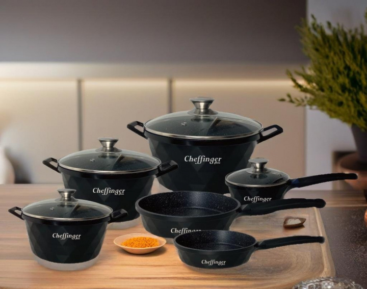 12-piece casserole set, induction, non-stick, marble coating in de groep HUISHOUDEN & TUIN / Keukengerei / Potten & Pannen bij TP E-commerce Nordic AB (38-94735)