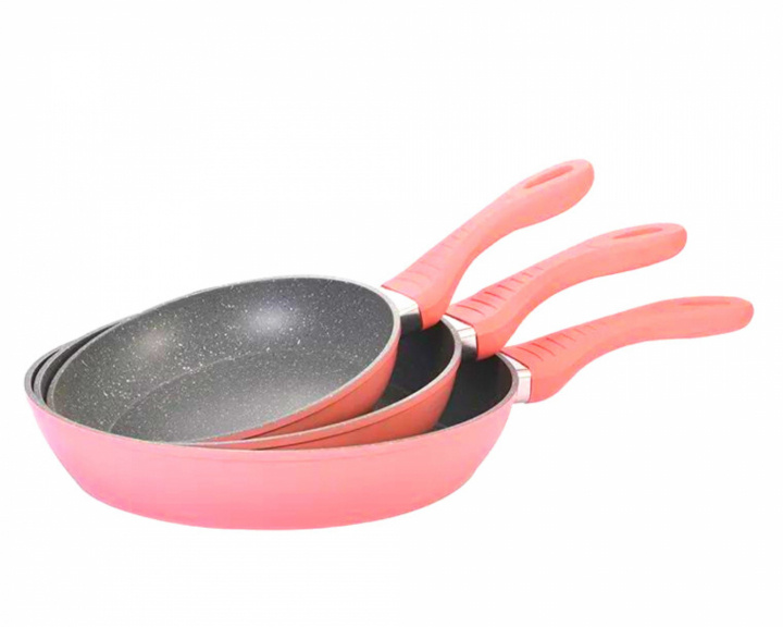 3-piece frying pan set, induction, scratch-free frying pan, non-stick, marble, pink in de groep HUISHOUDEN & TUIN / Keukengerei / Koekenpannen bij TP E-commerce Nordic AB (38-94737)