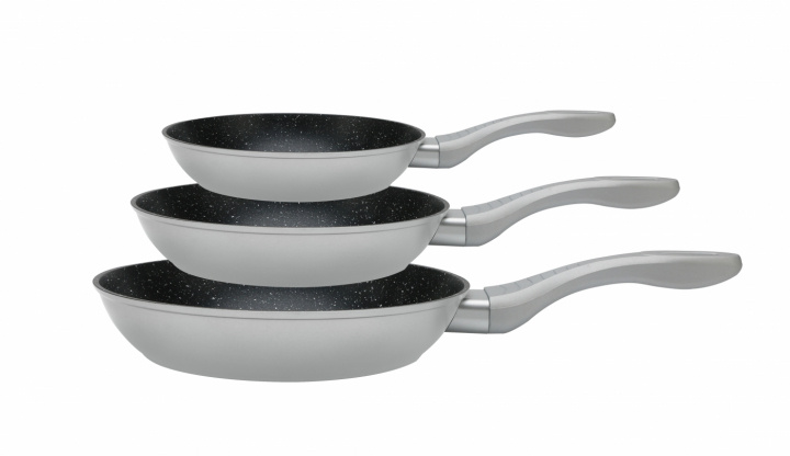 3-piece frying pan set, induction, scratch-free frying pan, non-stick, marble, silver in de groep HUISHOUDEN & TUIN / Keukengerei / Koekenpannen bij TP E-commerce Nordic AB (38-94738)