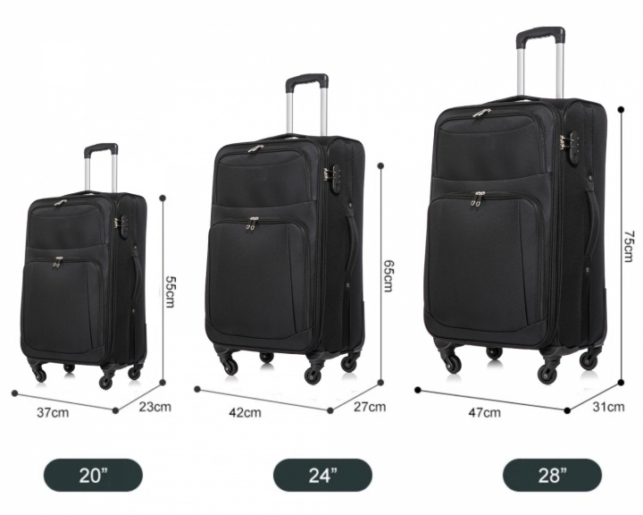 Suitcase set of 3, fabric, expandable in de groep SPORT, VRIJE TIJD & HOBBY / Reisaccessoires / Koffers bij TP E-commerce Nordic AB (38-94739)