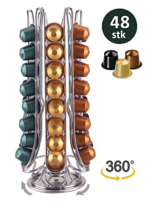 Coffee capsule rack - rotatable, 48 capsules - Nespresso in de groep HUISHOUDEN & TUIN / Huishoudelijke apparaten / Koffiezetapparaten en accessoires / Koffiecups bij TP E-commerce Nordic AB (38-94748)