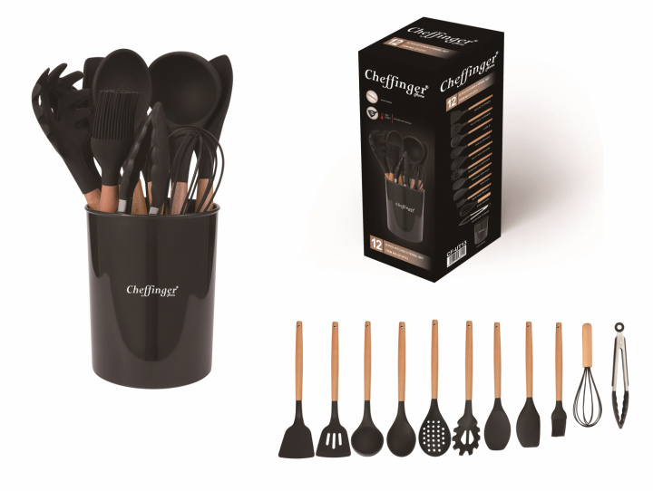 12-piece cookware set, silicone, wooden handle in de groep HUISHOUDEN & TUIN / Keukengerei / Overige keukengereedschap bij TP E-commerce Nordic AB (38-94757)