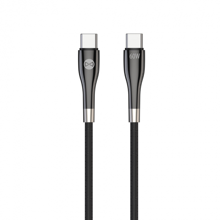 Forever Sleek cable USB-C - USB-C 1,0 m 60W black in de groep COMPUTERS & RANDAPPARATUUR / Computerkabels / USB / USB-C bij TP E-commerce Nordic AB (38-97655)