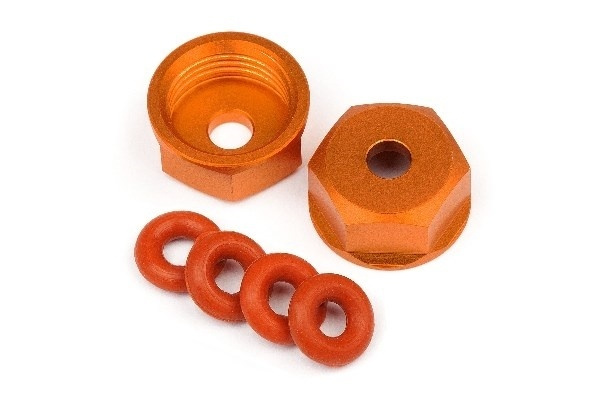 Aluminum Bottom Shock Cap (Orange/2Pcs) in de groep SPEELGOED, KINDER- & BABYPRODUCTEN / Op afstand bestuurbaar / Reserveonderdelen & Extra accessoires / HPI / Reserveonderdelen & Tuning / Schokdempers bij TP E-commerce Nordic AB (A02388)