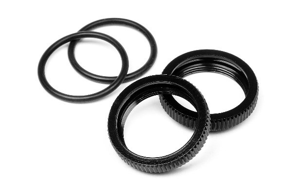 Big Bore Shock Spring Adjust Nut (Black/2Pcs) in de groep SPEELGOED, KINDER- & BABYPRODUCTEN / Op afstand bestuurbaar / Reserveonderdelen & Extra accessoires / HPI / Reserveonderdelen & Tuning / Schokdempers bij TP E-commerce Nordic AB (A03350)