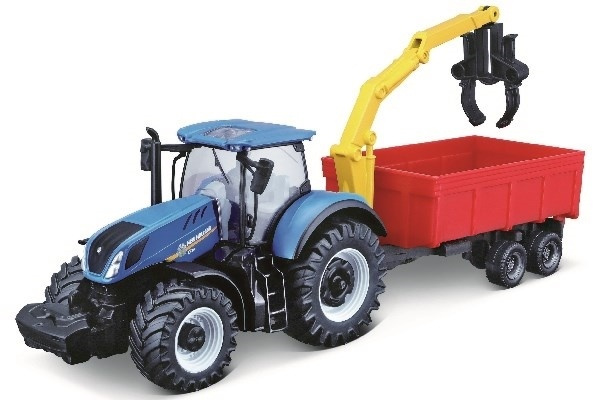 Tractor w/combination trailer N.H T7.615 10cm blue in de groep SPEELGOED, KINDER- & BABYPRODUCTEN / Speelgoed / Speelgoedauto\'s bij TP E-commerce Nordic AB (A09245)