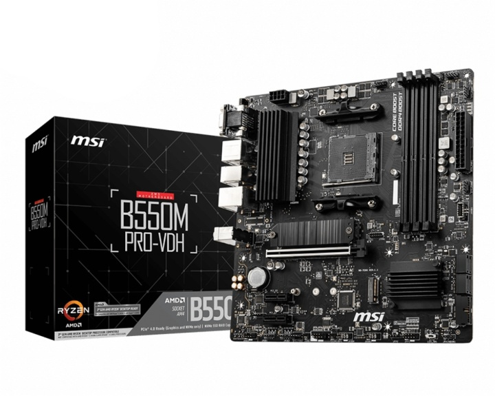 MSI B550M PRO-VDH moderkort AMD B550 Uttag AM4 micro ATX in de groep COMPUTERS & RANDAPPARATUUR / Computeronderdelen / Moederbord bij TP E-commerce Nordic AB (A15181)