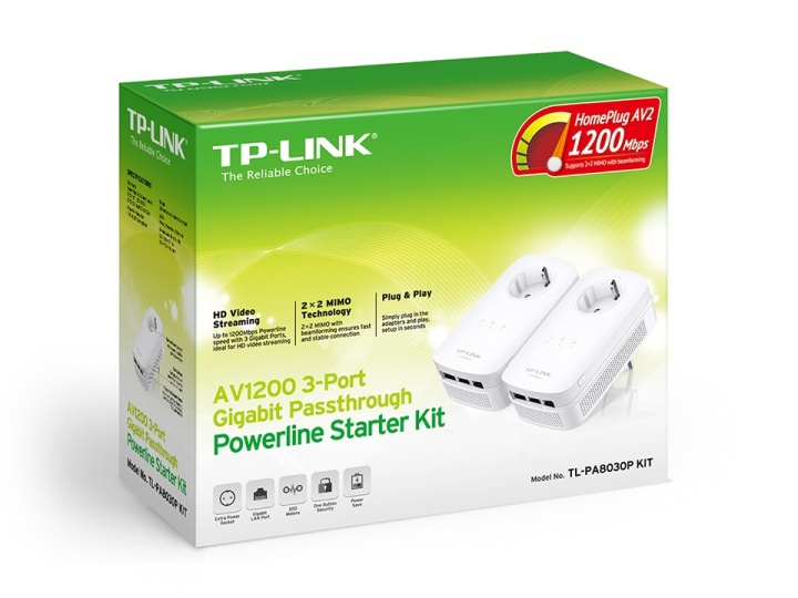 TP-LINK TL-PA8030PKIT 1200 Mbit/s Nätverksansluten (Ethernet) Vit 2 styck in de groep COMPUTERS & RANDAPPARATUUR / Netwerk / Homeplug/Powerline bij TP E-commerce Nordic AB (A15348)