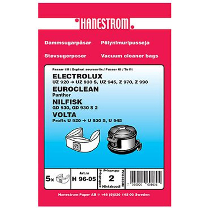 Haneström Dammpåsar Nilfisk 5pack VP930 in de groep HUISHOUDEN & TUIN / Schoonmaakproducten / Stofzuigers & Accessoires / Accessoires / Stofzuigerzakken bij TP E-commerce Nordic AB (A18763)