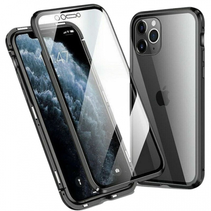 Transparant Iphone 12 Pro Max magnetisch glas hoesje, zwart in de groep SMARTPHONE & TABLETS / Mobielbescherming / Apple / IPL en laser bij TP E-commerce Nordic AB (A20891)