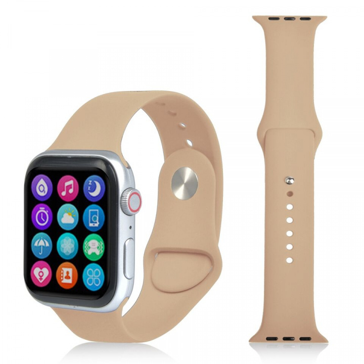 Siliconen polsbandje voor Apple Watch 42/44 mm, Lichtbruin in de groep SMARTPHONE & TABLETS / Training, thuis & vrije tijd / Apple Watch & Accessoires / Accessoires bij TP E-commerce Nordic AB (A21299)