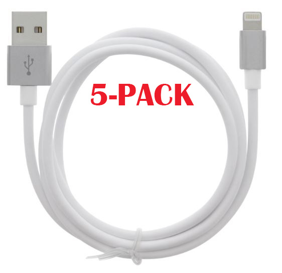 5-PACK Kabel USB-A - Lightning 2.4A, 1m, Wit in de groep SMARTPHONE & TABLETS / Opladers & Kabels / Kabels / Kabels Lightning bij TP E-commerce Nordic AB (A22404PKT5)