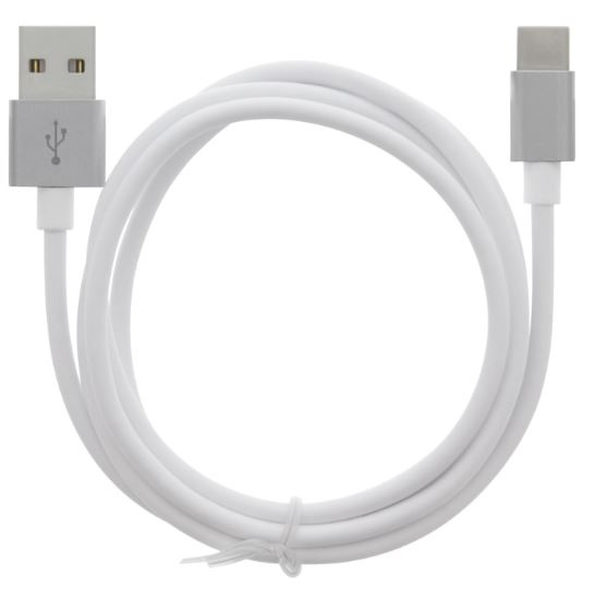 Kabel USB-A - USB-C 2.4A, 1m, Wit in de groep SMARTPHONE & TABLETS / Opladers & Kabels / Kabels / Kabels Type C bij TP E-commerce Nordic AB (A22405)