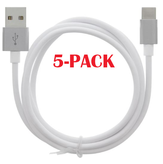 5-PACK Kabel USB-A - USB-C 2.4A, 1m, Wit in de groep SMARTPHONE & TABLETS / Opladers & Kabels / Kabels / Kabels Type C bij TP E-commerce Nordic AB (A22405PKT5)