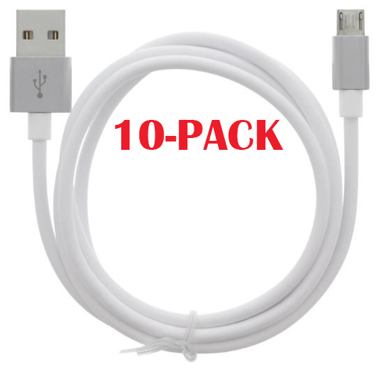 10-PAK USB-A kabel - MicroUSB 2.4A, 1m, Wit in de groep SMARTPHONE & TABLETS / Opladers & Kabels / Kabels / Kabels microUSB bij TP E-commerce Nordic AB (A22406PKT10)