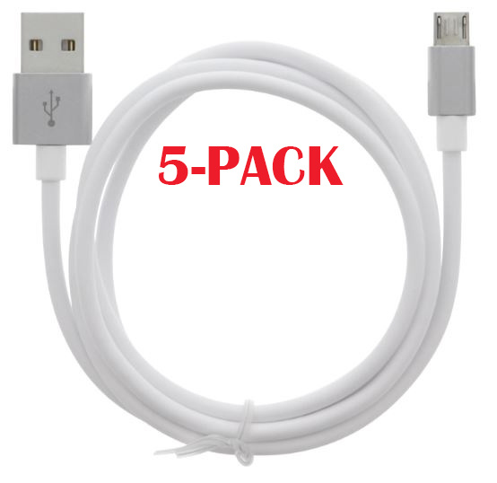 5-PACK Kabel USB-A - MicroUSB 2.4A, 1m, Wit in de groep SMARTPHONE & TABLETS / Opladers & Kabels / Kabels / Kabels microUSB bij TP E-commerce Nordic AB (A22406PKT5)