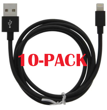 10-PACK Kabel USB-A - Lightning 2.4A, 1m, Zwart in de groep SMARTPHONE & TABLETS / Opladers & Kabels / Kabels / Kabels Lightning bij TP E-commerce Nordic AB (A22407PKT10)