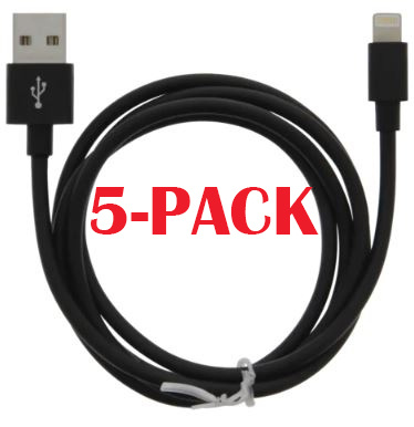 5-PACK Kabel USB-A - Lightning 2.4A, 1m, Zwart in de groep SMARTPHONE & TABLETS / Opladers & Kabels / Kabels / Kabels Lightning bij TP E-commerce Nordic AB (A22407PKT5)