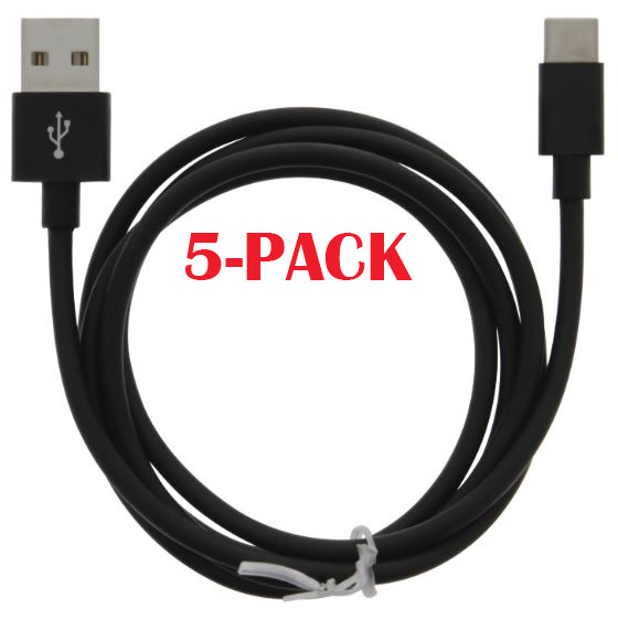 5-PACK Kabel USB-A - USB-C 2.4A, 1m, Zwart in de groep SMARTPHONE & TABLETS / Opladers & Kabels / Kabels / Kabels Type C bij TP E-commerce Nordic AB (A22408PKT5)