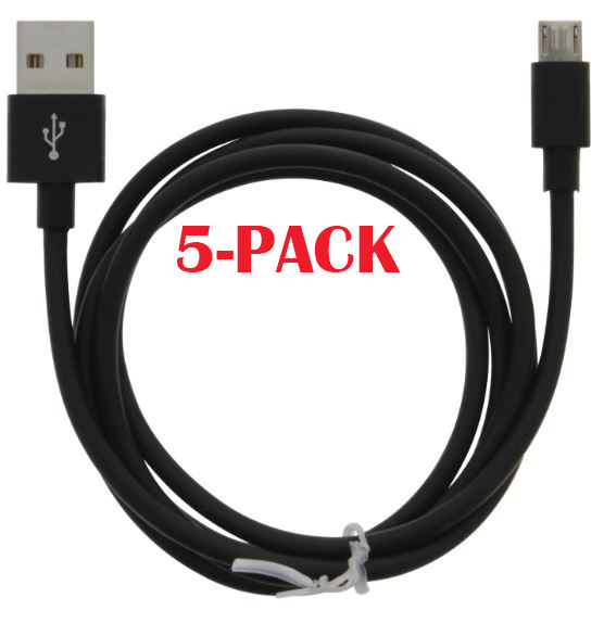 5-PACK Kabel USB-A - MicroUSB 2.4A, 1m, Zwart in de groep SMARTPHONE & TABLETS / Opladers & Kabels / Kabels / Kabels microUSB bij TP E-commerce Nordic AB (A22409PKT5)