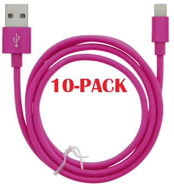 10-PACK Kabel USB-A - Lightning 2.4A, 1m, Roze in de groep SMARTPHONE & TABLETS / Opladers & Kabels / Kabels / Kabels Lightning bij TP E-commerce Nordic AB (A22410PKT10)