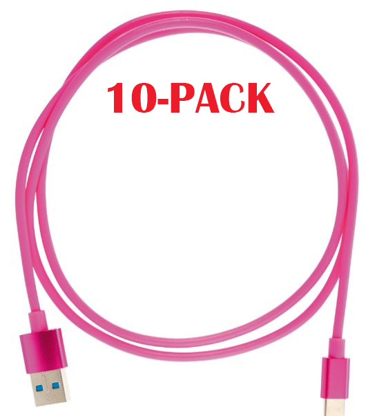 10-PACK Kabel USB-A - USB-C 2.4A, 1m, Roze in de groep SMARTPHONE & TABLETS / Opladers & Kabels / Kabels / Kabels Type C bij TP E-commerce Nordic AB (A22411PKT10)