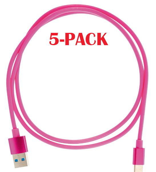 5-PACK Kabel USB-A - USB-C 2.4A, 1m, Roze in de groep SMARTPHONE & TABLETS / Opladers & Kabels / Kabels / Kabels Type C bij TP E-commerce Nordic AB (A22411PKT5)