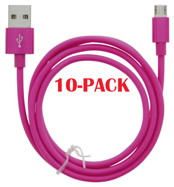 10-PAK USB-A kabel - MicroUSB 2.4A, 1m, Roze in de groep SMARTPHONE & TABLETS / Opladers & Kabels / Kabels / Kabels microUSB bij TP E-commerce Nordic AB (A22412PKT10)