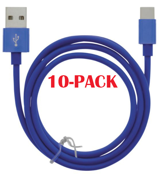 10-PACK Kabel USB-A - USB-C 2.4A, 1m, Blauw in de groep SMARTPHONE & TABLETS / Opladers & Kabels / Kabels / Kabels Type C bij TP E-commerce Nordic AB (A22414PKT10)