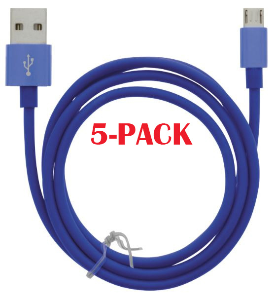 5-PACK Kabel USB-A - MicroUSB 2.4A, 1m, Blauw in de groep SMARTPHONE & TABLETS / Opladers & Kabels / Kabels / Kabels microUSB bij TP E-commerce Nordic AB (A22415PKT5)