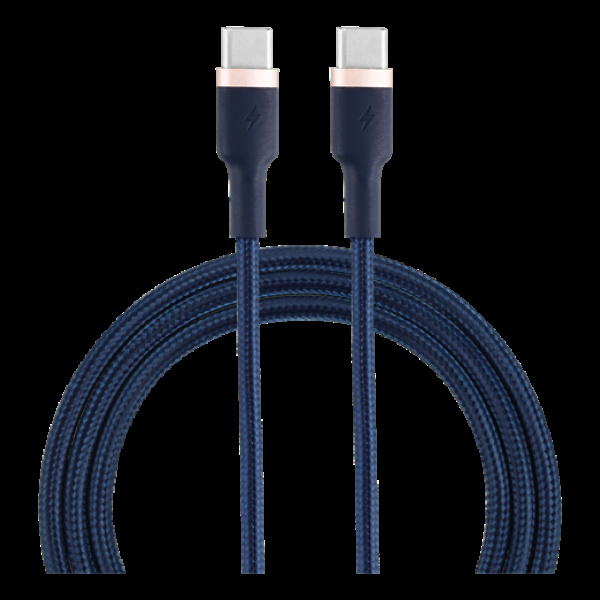 EPZI USB-C till USB-C-kabel, 60W, Flätad, 1m - Marinblå in de groep SMARTPHONE & TABLETS / Opladers & Kabels / Kabels / Kabels Type C bij TP E-commerce Nordic AB (A22562)