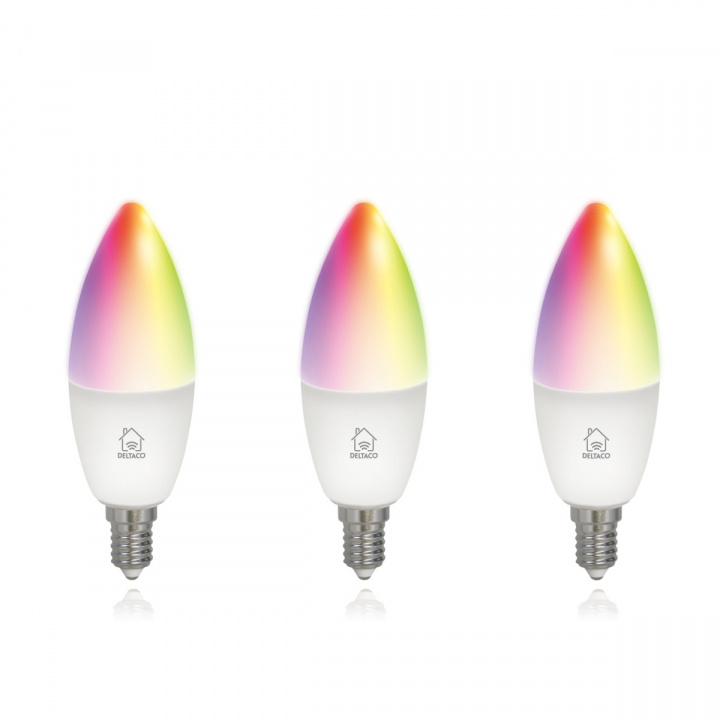 Deltaco SH-LE14RGB-3P Smart Bulbs E14, 5W, 2700K-6500K, 3-pack in de groep HUISHOUDEN & TUIN / Smart home / Slimme verlichting bij TP E-commerce Nordic AB (A22601)